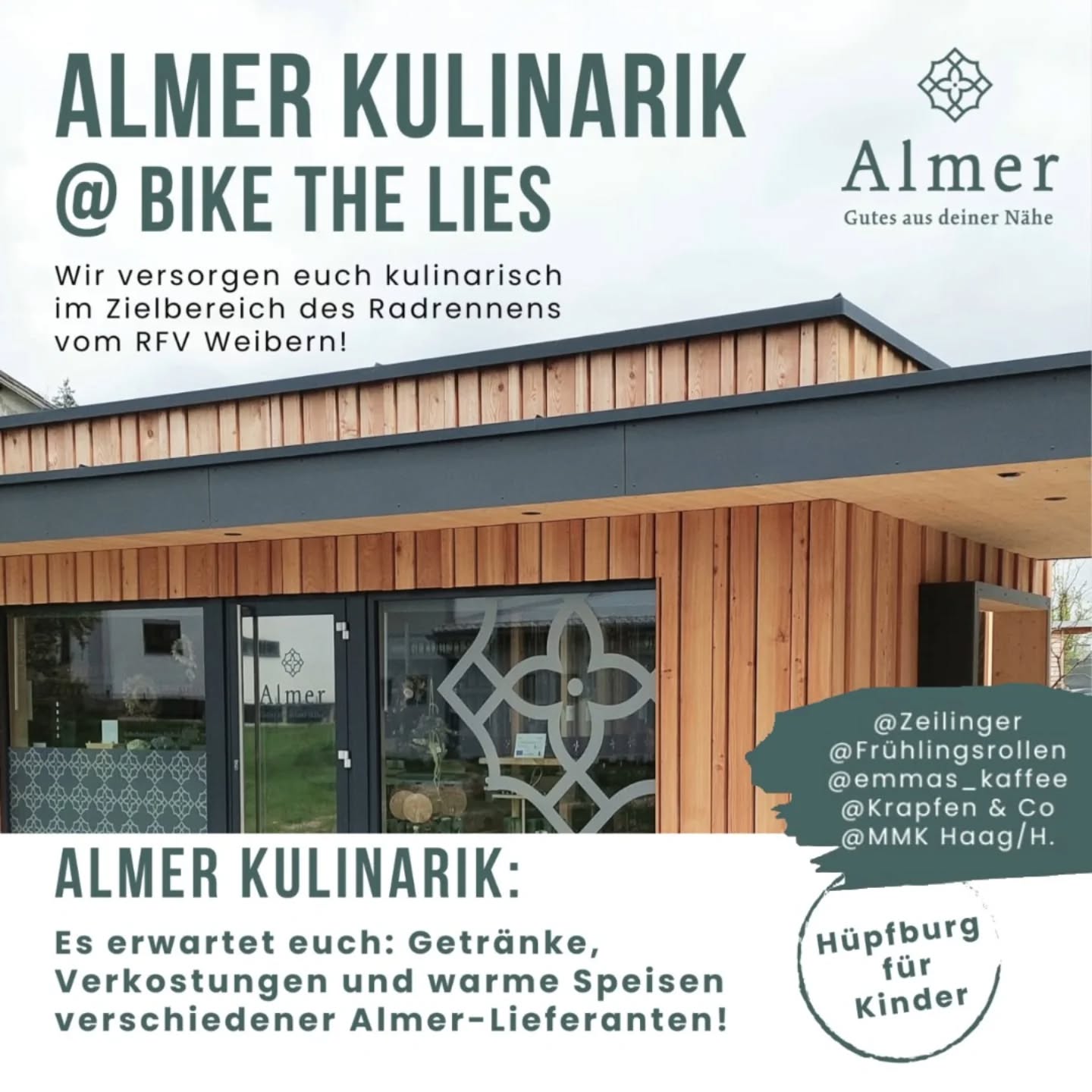 Auch im Zielbereich des #bikethelies gibt es eine Fanzone! 🥳🍻📢🚴🏼
Der @almer_hofladen versorgt euch mit Schmankerl aus der Region...