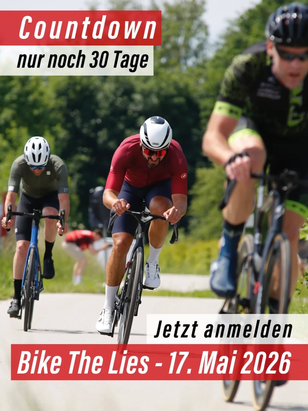 Der Countdown läuft: Noch 30 Tage bis zum Bike The Lies 2026! 🔥🚴‍♂️
Am 17. Mai geht es wieder auf die Haager Lies – gegen die Uhr, gegen den Wind und gegen sich selbst.
Wir freuen uns auf euch!

👉🏽 Jetzt anmelden und dabei sein.

#zeitfahren #zeitfahrcup #rennrad #timetrial #teamtimetrial